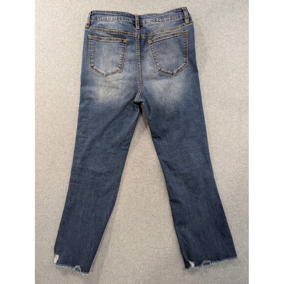 Vigoss Gwen Kick Flare Jeans Womens 27x26 Blue High Rise Raw Hem Distressed - Picture 9 of 16